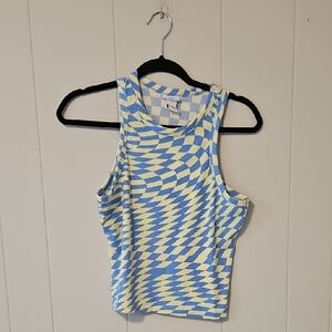 Rue21 Blue and Yellow Geometric Tank Top